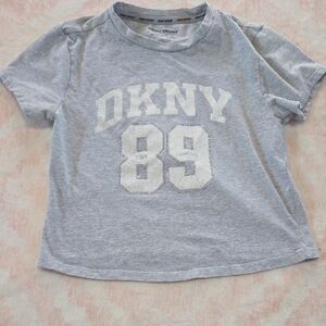 DKNY Light Gray Short Sleeve Tee with Logo